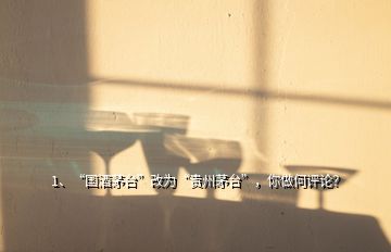 1、“國(guó)酒茅臺(tái)”改為“貴州茅臺(tái)”，你做何評(píng)論？