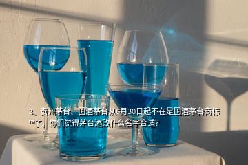 3、貴州茅臺、國酒茅臺從6月30日起不在是國酒茅臺商標(biāo)?了，你們覺得茅臺酒改什么名字合適？