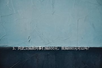 3、向武漢捐款同事們捐800元，我捐880元可以嗎？