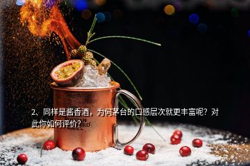 2、同樣是醬香酒，為何茅臺(tái)的口感層次就更豐富呢？對(duì)此你如何評(píng)價(jià)？