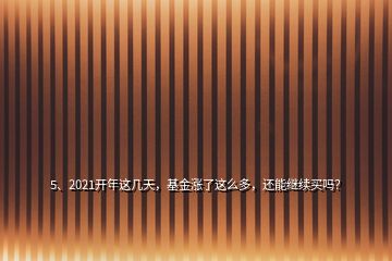 5、2021開(kāi)年這幾天，基金漲了這么多，還能繼續(xù)買(mǎi)嗎？