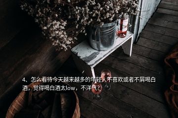 4、怎么看待今天越來越多的年輕人不喜歡或者不屑喝白酒，覺得喝白酒太low，不洋氣？