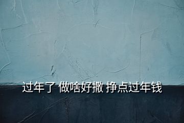 過(guò)年了 做啥好撒 掙點(diǎn)過(guò)年錢