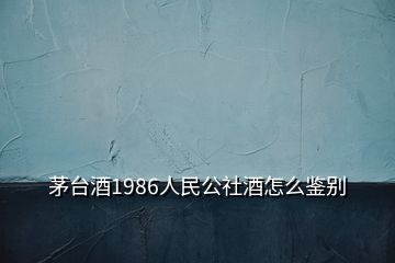 茅臺酒1986人民公社酒怎么鑒別