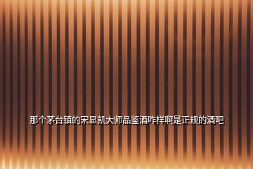 那個(gè)茅臺鎮(zhèn)的宋顯凱大師品鑒酒咋樣啊是正規(guī)的酒吧