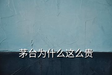 茅臺(tái)為什么這么貴