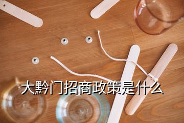 大黔門(mén)招商政策是什么