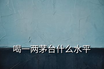 喝一兩茅臺(tái)什么水平