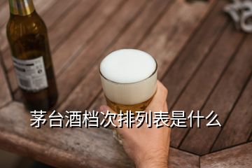 茅臺酒檔次排列表是什么