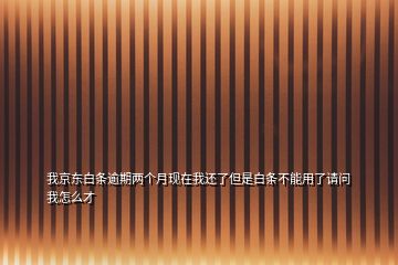 我京東白條逾期兩個月現(xiàn)在我還了但是白條不能用了請問我怎么才