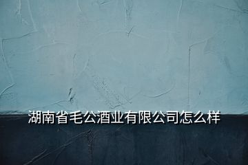 湖南省毛公酒業(yè)有限公司怎么樣