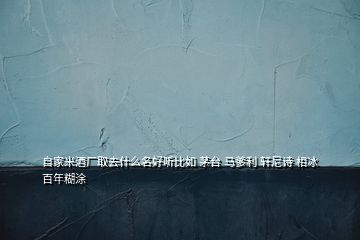 自家米酒廠取去什么名好聽比如 茅臺(tái) 馬爹利 軒尼詩(shī) 相冰 百年糊涂