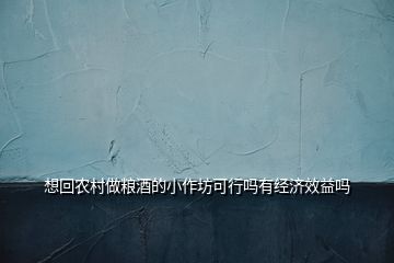 想回農村做糧酒的小作坊可行嗎有經(jīng)濟效益嗎