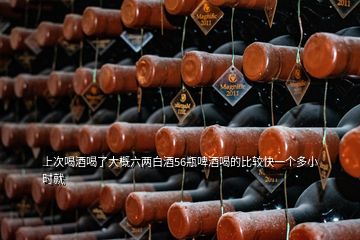 上次喝酒喝了大概六兩白酒56瓶啤酒喝的比較快一個多小時就