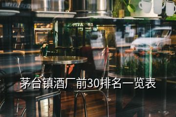 茅臺(tái)鎮(zhèn)酒廠前30排名一覽表