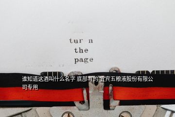 誰知道這酒叫什么名字 底部寫的 宜賓五糧液股份有限公司專用