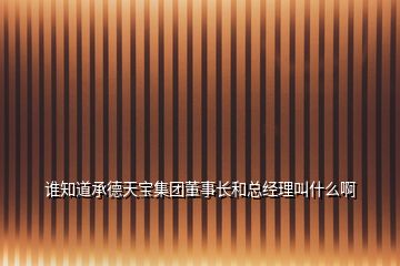 誰知道承德天寶集團董事長和總經(jīng)理叫什么啊