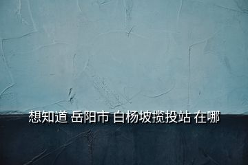 想知道 岳陽市 白楊坡攬投站 在哪