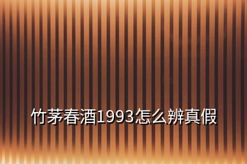 竹茅春酒1993怎么辨真假