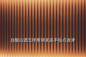 自釀白酒怎樣推銷求高手指點(diǎn)迷津