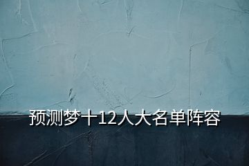 預測夢十12人大名單陣容