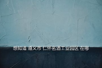 想知道 遵義市 仁懷名酒工業(yè)園區(qū) 在哪