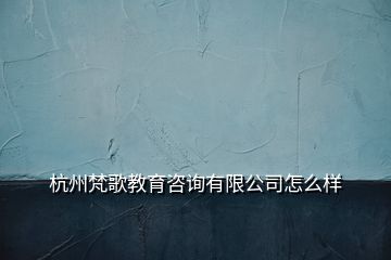 杭州梵歌教育咨詢有限公司怎么樣