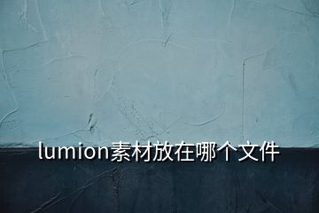 lumion素材放在哪個文件