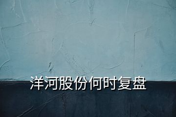 洋河股份何時復盤