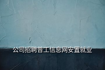 公司招聘普工信息網(wǎng)安置就業(yè)