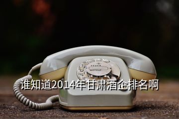 誰知道2014年甘肅酒企排名啊