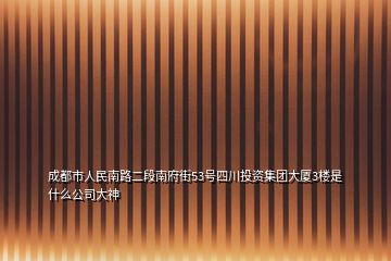 成都市人民南路二段南府街53號(hào)四川投資集團(tuán)大廈3樓是什么公司大神