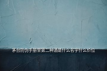 茅臺防偽手冊里第二種酒是什么名字什么價位