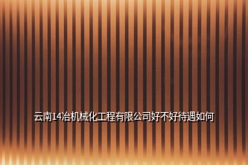 云南14冶機械化工程有限公司好不好待遇如何