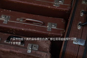 六安市包括下面的縣有哪些白酒廠那位哥哥姐姐幫忙回答下非常感